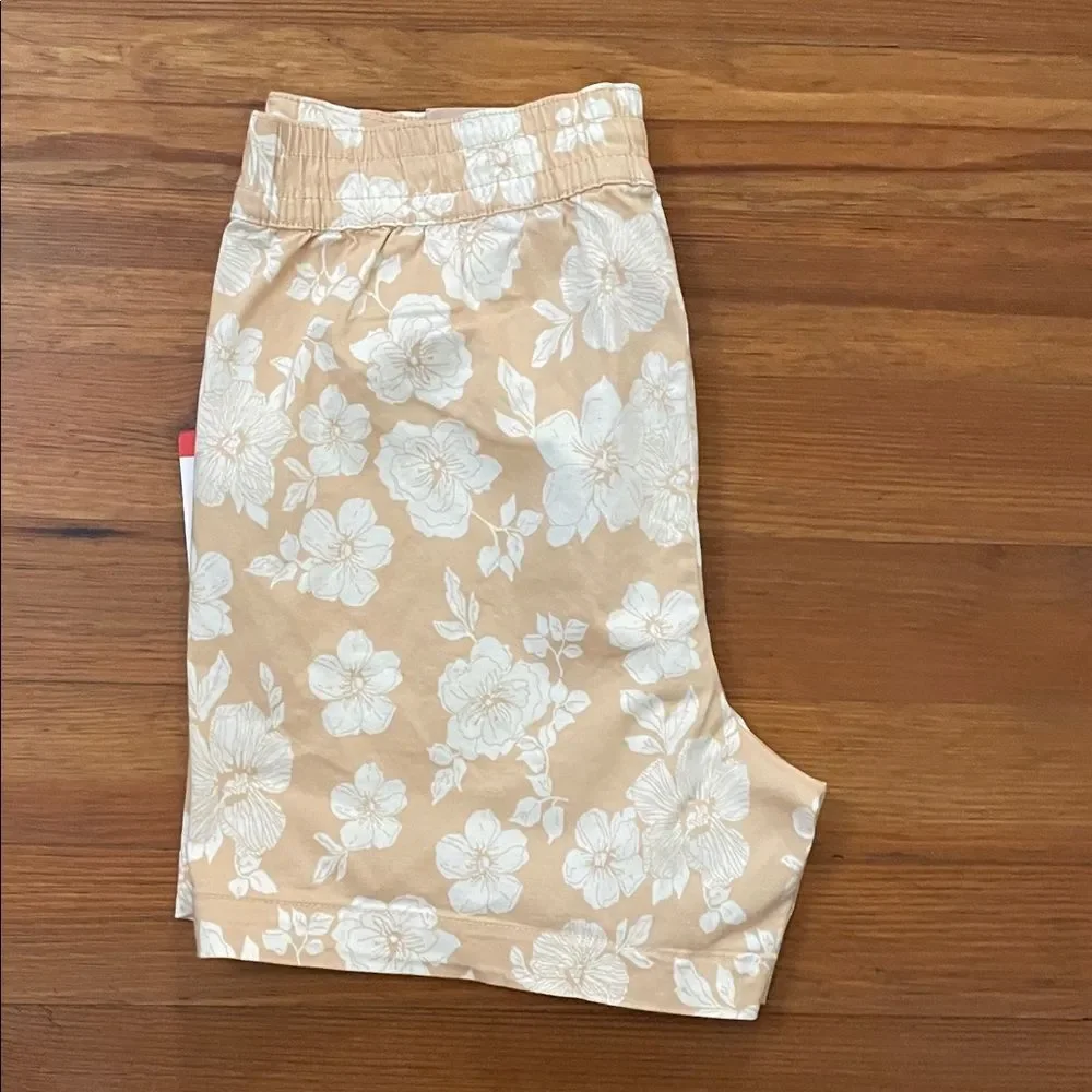 Jachs Girlfriend Tan Floral Stretch Chino Shorts Womens Medium NWT